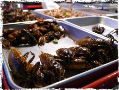 Delicacies of deep-fried creepy crawlies are aplenty in Khao San Road at night